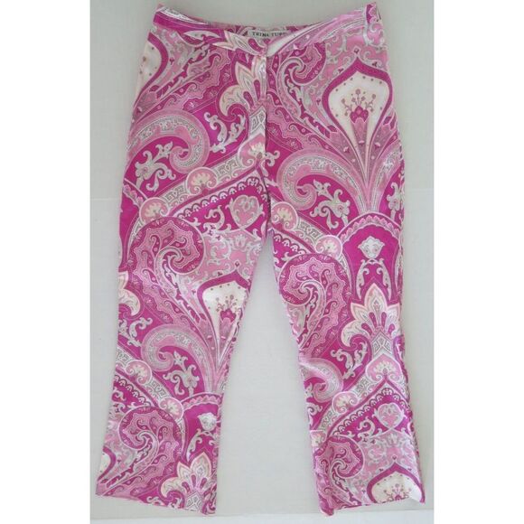 Trina Turk #139210 Women's Sz 2 Pink Paisley Print Cropped Capris - Picture 1 of 7